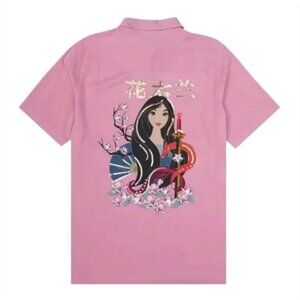 NWT Disney Her Universe Mulan Traditional Portrait Woven Button Up Shirt Top L